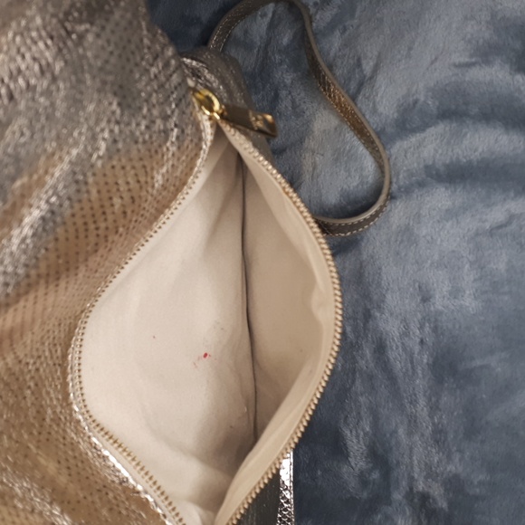 Ralph Lauren~Gold Croc Embossed Foldover Crossbody - Picture 8 of 10